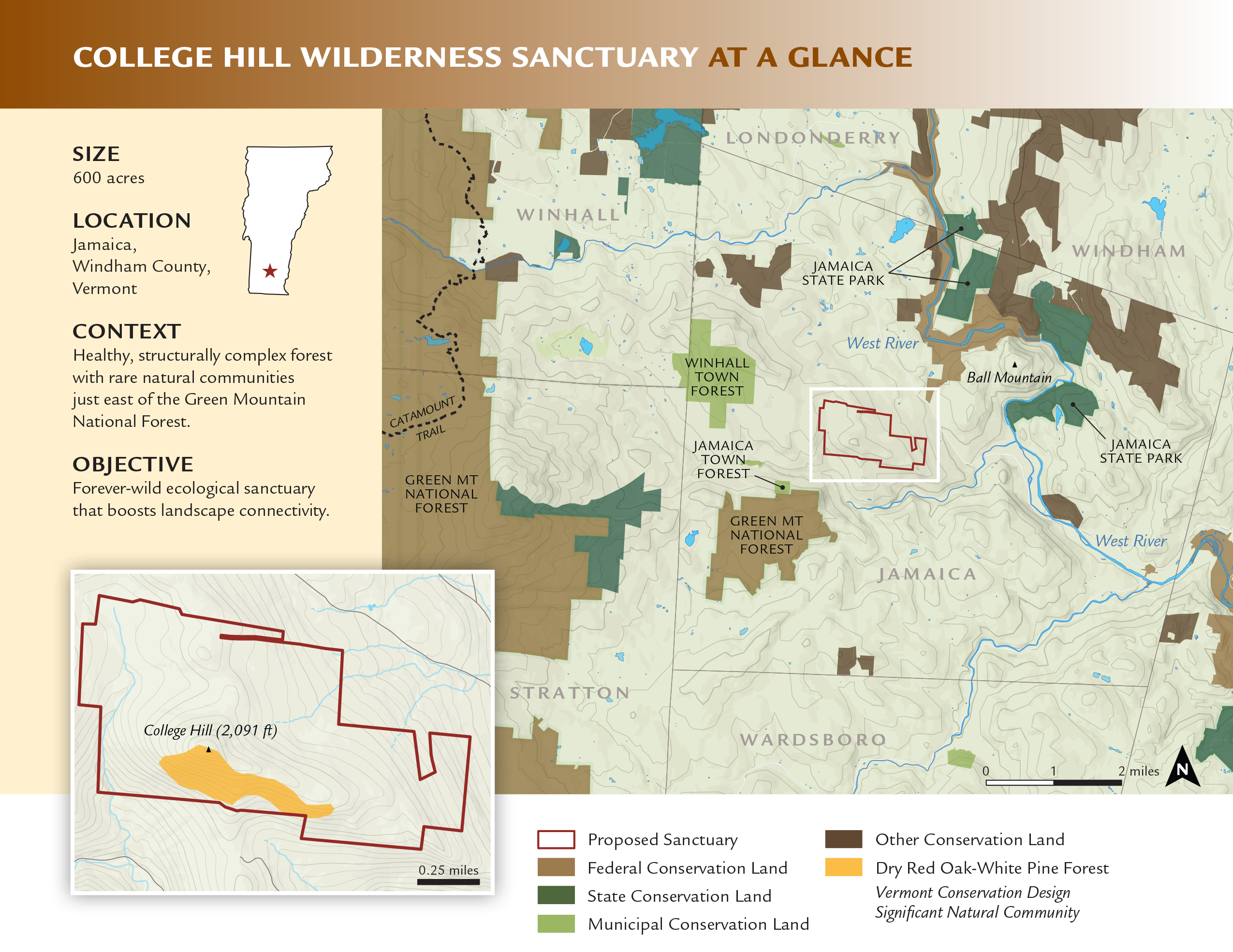 Map showing where conserved land is located.